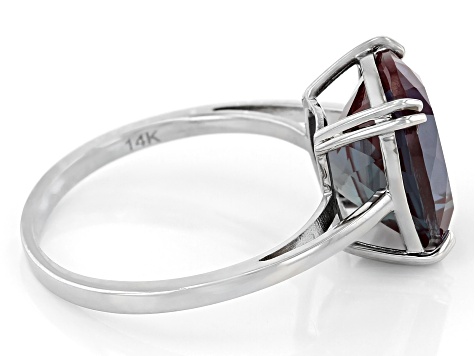 Blue Lab Created Alexandrite Rhodium Over 14k White Gold Ring 5.27ct