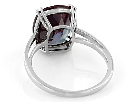 Blue Lab Created Alexandrite Rhodium Over 14k White Gold Ring 5.27ct