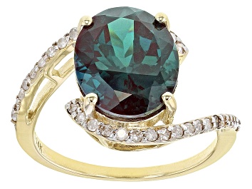 Picture of Blue Lab Created Alexandrite 14k Yellow Gold Ring 4.68ctw