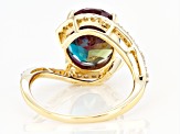 Blue Lab Created Alexandrite 14k Yellow Gold Ring 4.68ctw