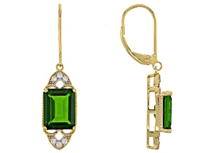 Green Chrome Diopside 14k Yellow Gold Earrings 3.84ctw