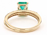 Green Emerald 14k Yellow Gold Ring Set 1.41ctw