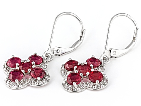 Red Mahaleo® Ruby Rhodium Over 14K White Gold Earrings 4.20ctw