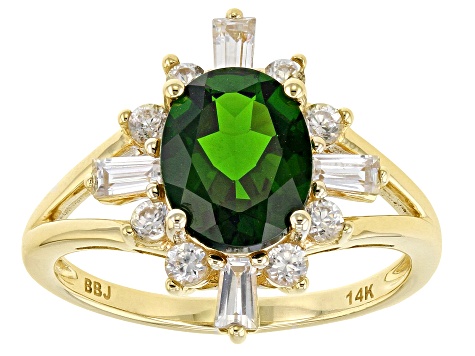 Green Chrome Diopside 14k Yellow Gold Ring