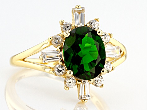 Green Chrome Diopside 14k Yellow Gold Ring