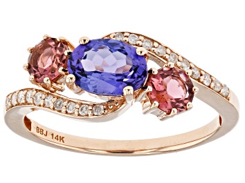 Picture of Blue Tanzanite 14k Rose Gold Ring 1.14ctw