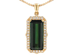 Green Tourmaline 18k Yellow Gold Pendant With Chain 4.57ctw