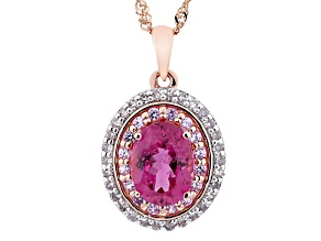 Pink Rubellite 14k Rose Gold Pendant With Chain 1.24ctw
