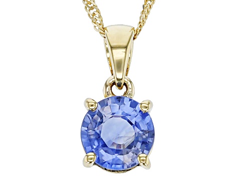 Blue Sapphire 14k Yellow Gold Pendant With Chain 0.99ct