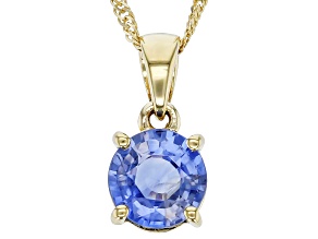 Blue Sapphire 14k Yellow Gold Pendant With Chain 0.99ct