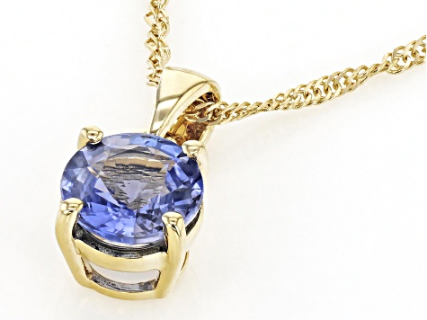 Blue Sapphire 14k Yellow Gold Pendant With Chain 0.99ct