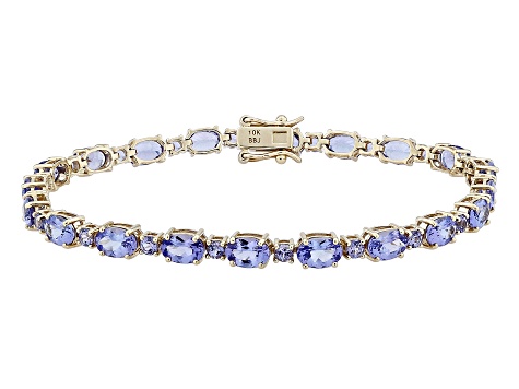 Blue Tanzanite 10k Yellow Gold Tennis Bracelet 8.80ctw