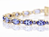 Blue Tanzanite 10k Yellow Gold Tennis Bracelet 8.80ctw