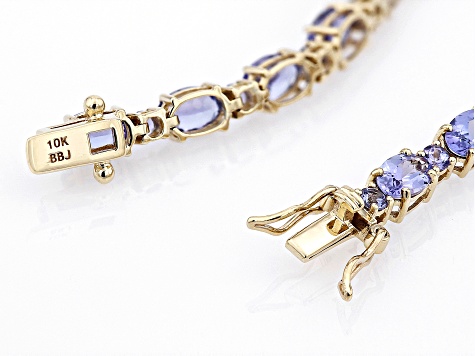 Blue Tanzanite 10k Yellow Gold Tennis Bracelet 8.80ctw