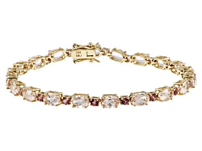 Peach Morganite 10k Yellow Gold Tennis Bracelet 7.80ctw