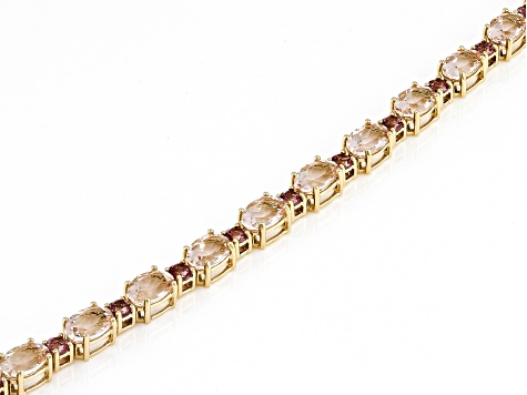 Peach Morganite 10k Yellow Gold Tennis Bracelet 7.80ctw