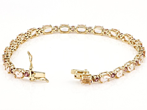 Peach Morganite 10k Yellow Gold Tennis Bracelet 7.80ctw