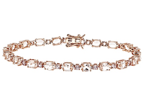 Peach Morganite 10k Rose Gold Tennis Bracelet 7.80ctw