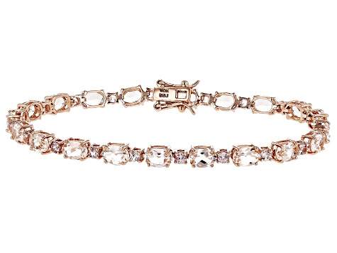 Peach Morganite 10k Rose Gold Tennis Bracelet 7.80ctw