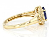 Blue Ceylon Sapphire With White Diamond 14k Yellow Gold Ring 1.43ctw