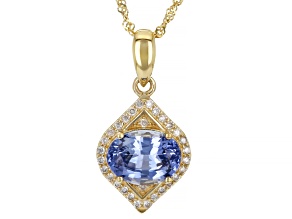 Blue Ceylon Sapphire 14k Yellow Gold Pendant With Chain 1.39ctw
