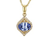 Blue Ceylon Sapphire 14k Yellow Gold Pendant With Chain 1.39ctw