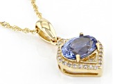 Blue Ceylon Sapphire 14k Yellow Gold Pendant With Chain 1.39ctw
