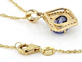 Blue Ceylon Sapphire 14k Yellow Gold Pendant With Chain 1.39ctw