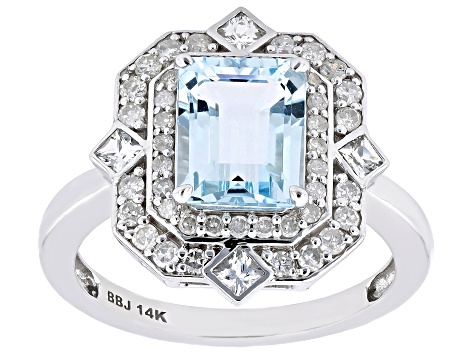 Aquamarine Rhodium Over 14k White Gold Ring 2.41ctw