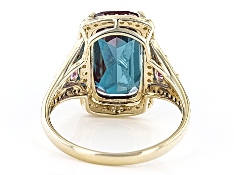 Blue Lab Created Alexandrite 14k Yellow Gold Ring 6.06ctw