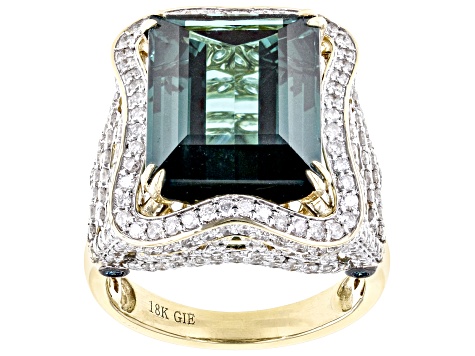 Indicolite Tourmaline 18k Yellow Gold Ring 13.79ctw