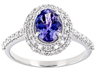 Blue Tanzanite Rhodium Over 14k White Gold Ring 1.39ctw