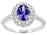 Blue Tanzanite Rhodium Over 14k White Gold Ring 1.39ctw