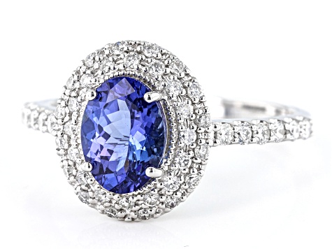 Blue Tanzanite Rhodium Over 14k White Gold Ring 1.39ctw