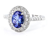 Blue Tanzanite Rhodium Over 14k White Gold Ring 1.39ctw