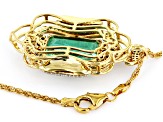 Green Emerald 18k Yellow Gold Pendant With Chain 9.22ctw