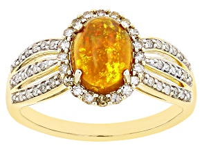 Honey Ethiopian Opal 14k Yellow Gold Ring 1.23ctw