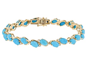 Sleeping Beauty Turquoise 14k Yellow Gold Bracelet 0.33ctw