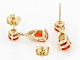 Orange Fire Opal 14k Yellow Gold Dangle Earrings