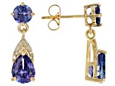 Blue Tanzanite 14k Yellow Gold Dangle Earrings 2.86ctw