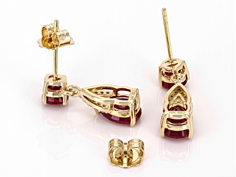 Mahaleo(R) Ruby 14k Yellow Gold Dangle Earrings 4.29ctw