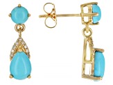 Blue Sleeping Beauty Turquoise 14k Yellow Gold Dangle Earrings 0.07ctw