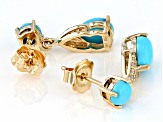Blue Sleeping Beauty Turquoise 14k Yellow Gold Dangle Earrings 0.07ctw
