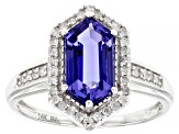 Blue Tanzanite With White Diamonds Rhodium Over 14k White Gold Ring 2.51ctw