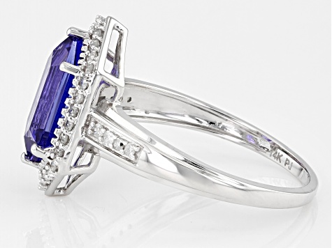 Blue Tanzanite With White Diamonds Rhodium Over 14k White Gold Ring 2.51ctw