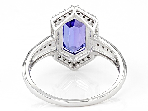 Blue Tanzanite With White Diamonds Rhodium Over 14k White Gold Ring 2.51ctw