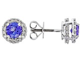 Blue Tanzanite Rhodium Over 14k White Gold Stud Earrings 1.41ctw