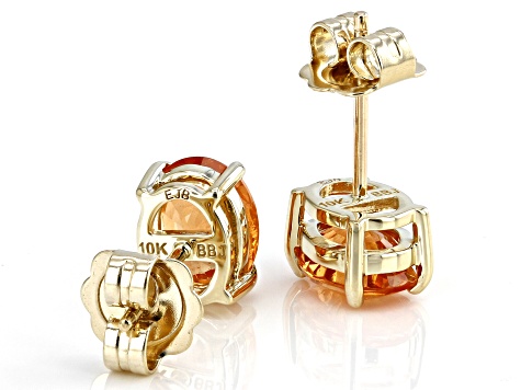 Orange Mandarin Garnet 10k Yellow Gold Stud Earrings 2.55ctw