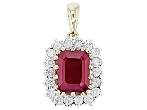 Red Mahaleo® Ruby And White Diamond 14k Yellow Gold Pendant 3.06ctw