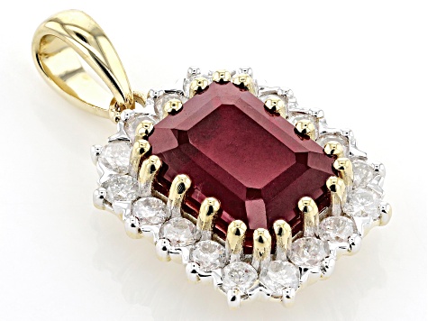 Red Mahaleo® Ruby And White Diamond 14k Yellow Gold Pendant 3.06ctw